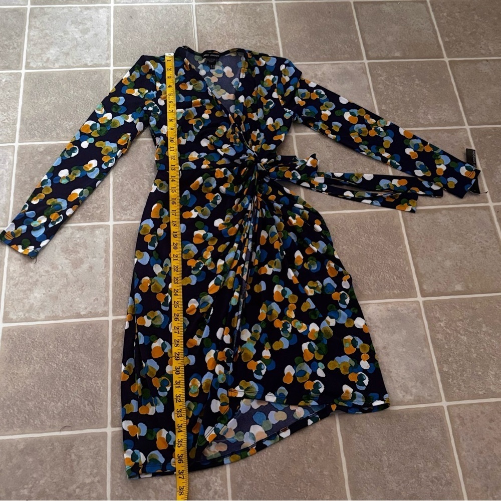 Maggy London Blue and Yellow Floral Long Sleeve Dress - Picture 3 of 4